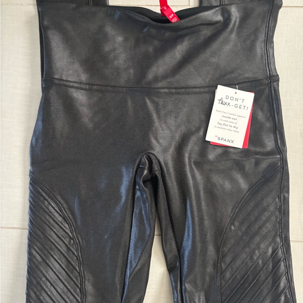 Spanx moto leather look leggings